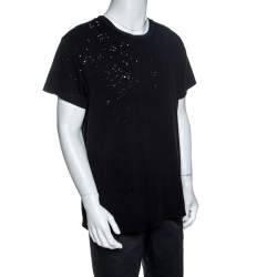 Pre Owned Amiri Black Cotton Rib Knit Shotgun T-Shirt M