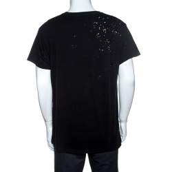 Pre Owned Amiri Black Cotton Rib Knit Shotgun T-Shirt M