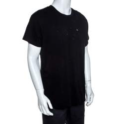 Pre Owned Amiri Black Cotton Rib Knit Shotgun T-Shirt M