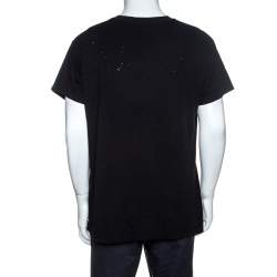 Pre Owned Amiri Black Cotton Rib Knit Shotgun T-Shirt M