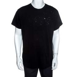 Pre Owned Amiri Black Cotton Rib Knit Shotgun T-Shirt M