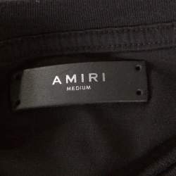 Pre Owned Amiri Black Cotton Rib Knit Shotgun T-Shirt M