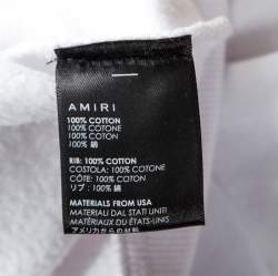 Pre Owned Amiri White Knit Glitter Dagger Detail Hooded Sweatshirt S