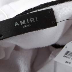 Pre Owned Amiri White Knit Glitter Dagger Detail Hooded Sweatshirt S