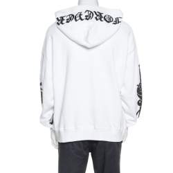 Pre Owned Amiri White Knit Glitter Dagger Detail Hooded Sweatshirt S