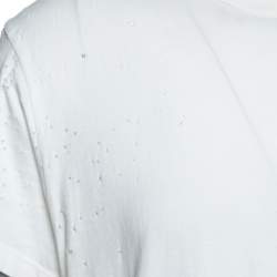 Pre Owned Amiri Off White Cotton Rib Knit Shotgun T-Shirt M