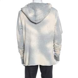 Pre Owned Amiri Grey Knit Dyed Effect Distressed Shotgun Hooded Sweatshirt M