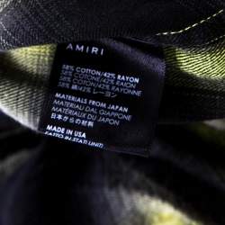 Pre Owned Amiri Black And Neon Yellow Faded Plaid Cotton Shirt M