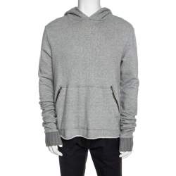 Pre Owned Amiri Grey Cotton Rib Knit Cuff Detail Hooded Sweatshirt M