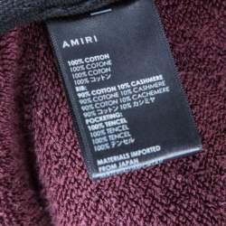 Pre Owned Amiri Burgundy Knit Distressed Zip Front Shotgun Hoodie S