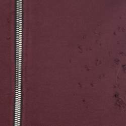 Pre Owned Amiri Burgundy Knit Distressed Zip Front Shotgun Hoodie S