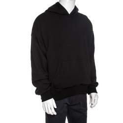 Pre Owned Amiri Black Silk & Cotton Knit Reversible Oversized Hooded Sweatshirt M