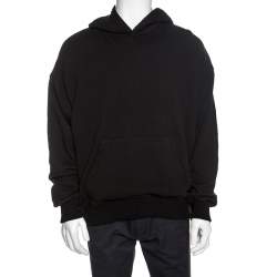 Pre Owned Amiri Black Silk & Cotton Knit Reversible Oversized Hooded Sweatshirt M