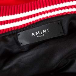 Amiri Red Silk Rib Knit Trimmed Bomber Jacket XL
