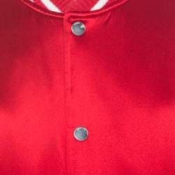 Amiri Red Silk Rib Knit Trimmed Bomber Jacket XL