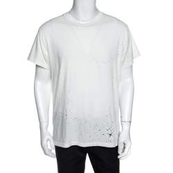 Pre Owned Amiri Off White Distressed Cotton Shotgun T-Shirt M