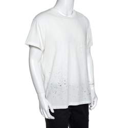 Pre Owned Amiri Off White Distressed Cotton Shotgun T-Shirt M