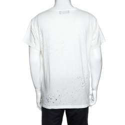 Pre Owned Amiri Off White Distressed Cotton Shotgun T-Shirt M