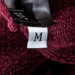 Pre Owned Amiri Burgundy Knit Distressed Shotgun Hooded Sweatshirt M