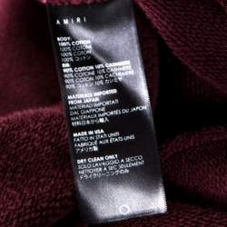 Pre Owned Amiri Burgundy Knit Distressed Shotgun Hooded Sweatshirt M