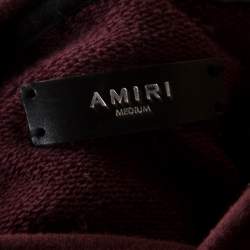 Pre Owned Amiri Burgundy Knit Distressed Shotgun Hooded Sweatshirt M