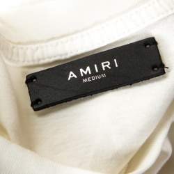Amiri Off White Cotton Distressed Shotgun Crew Neck T-Shirt M