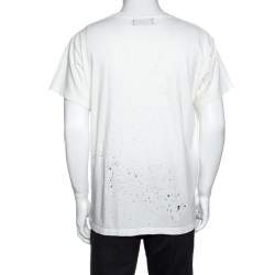 Amiri Off White Cotton Distressed Shotgun Crew Neck T-Shirt M