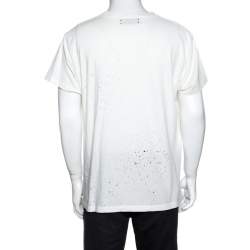 Pre Owned Amiri Off White Distressed Cotton Shotgun T-Shirt M