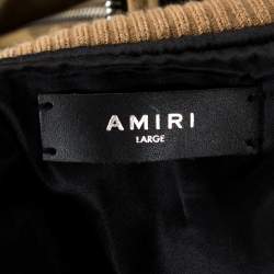 Amiri Brown Camo Print Cotton Applique Detailed Bomber Jacket L