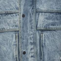 Amiri Blue Acid Washed Denim Zip Front Bomber Jacket S
