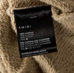 Pre Owned Amiri Beige Knit Raw Edged Detail Hooded Sweatshirt M