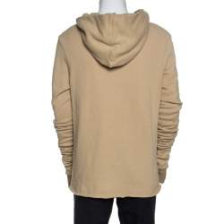 Pre Owned Amiri Beige Knit Raw Edged Detail Hooded Sweatshirt M