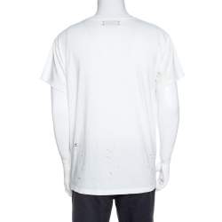 Pre Owned Amiri Off White Distressed Cotton Shotgun T-Shirt M