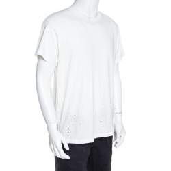 Pre Owned Amiri Off White Distressed Cotton Shotgun T-Shirt M