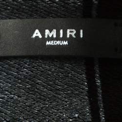 Pre Owned Amiri Bicolor Striped Terry Cotton Zip Front Baja Hoodie M