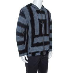 Pre Owned Amiri Bicolor Striped Terry Cotton Zip Front Baja Hoodie M