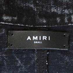 Amiri Black Acid Washed & Distressed Denim Stripe Detail Jacket S