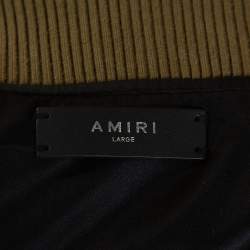 Amiri Olive Green Silk Bomber Jacket L