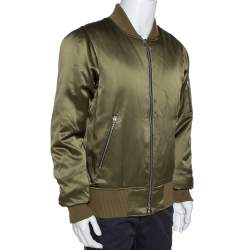 Amiri Olive Green Silk Bomber Jacket L