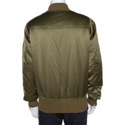 Amiri Olive Green Silk Bomber Jacket L
