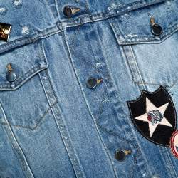 Pre Owned Amiri Blue Distressed Denim Pink Floyd Jacket XL