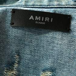 Pre Owned Amiri Blue Distressed Denim Pink Floyd Jacket XL