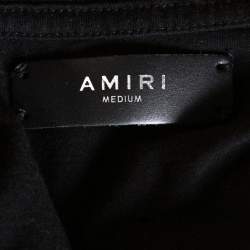 Pre Owned Amiri Black Distressed Cotton Crew Neck T Shirt M
