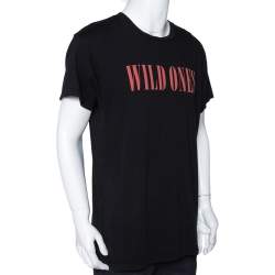 Amiri Black Cotton Wild Ones Print Round Neck T-Shirt S