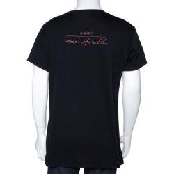 Amiri Black Cotton Wild Ones Print Round Neck T-Shirt S