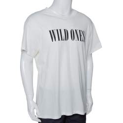 Pre Owned Amiri Cream Cotton Wild Ones Print Round Neck T-Shirt M