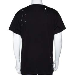 Pre Owned Amiri Black Cotton Vintage Army Print Round Neck T Shirt M