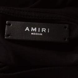 Pre Owned Amiri Black Cotton Vintage Army Print Round Neck T Shirt M