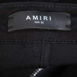 Pre Owned Amiri Black Denim Music Note patch Detail Distressed Jeans M
