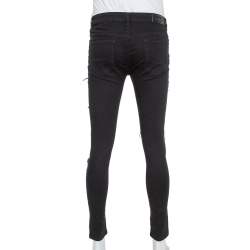Amiri Black Denim Art Patch Distressed Skinny Jeans M